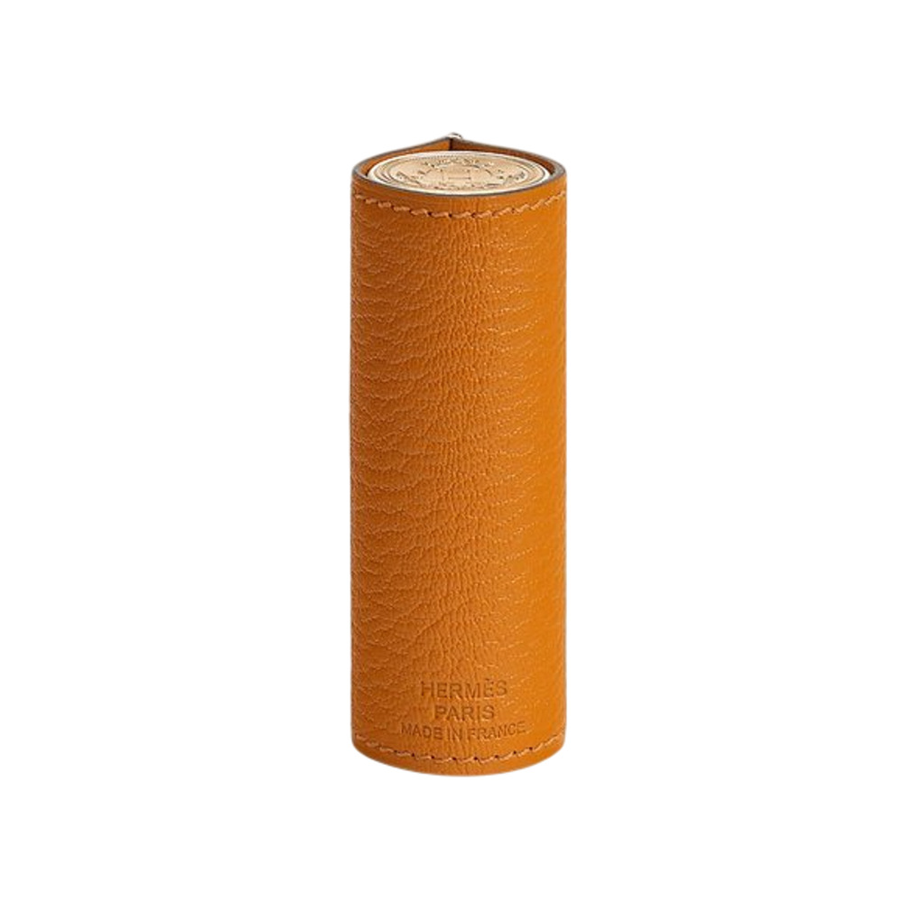 Hermes Leather Lipstick Case, FEU Orange, NWT